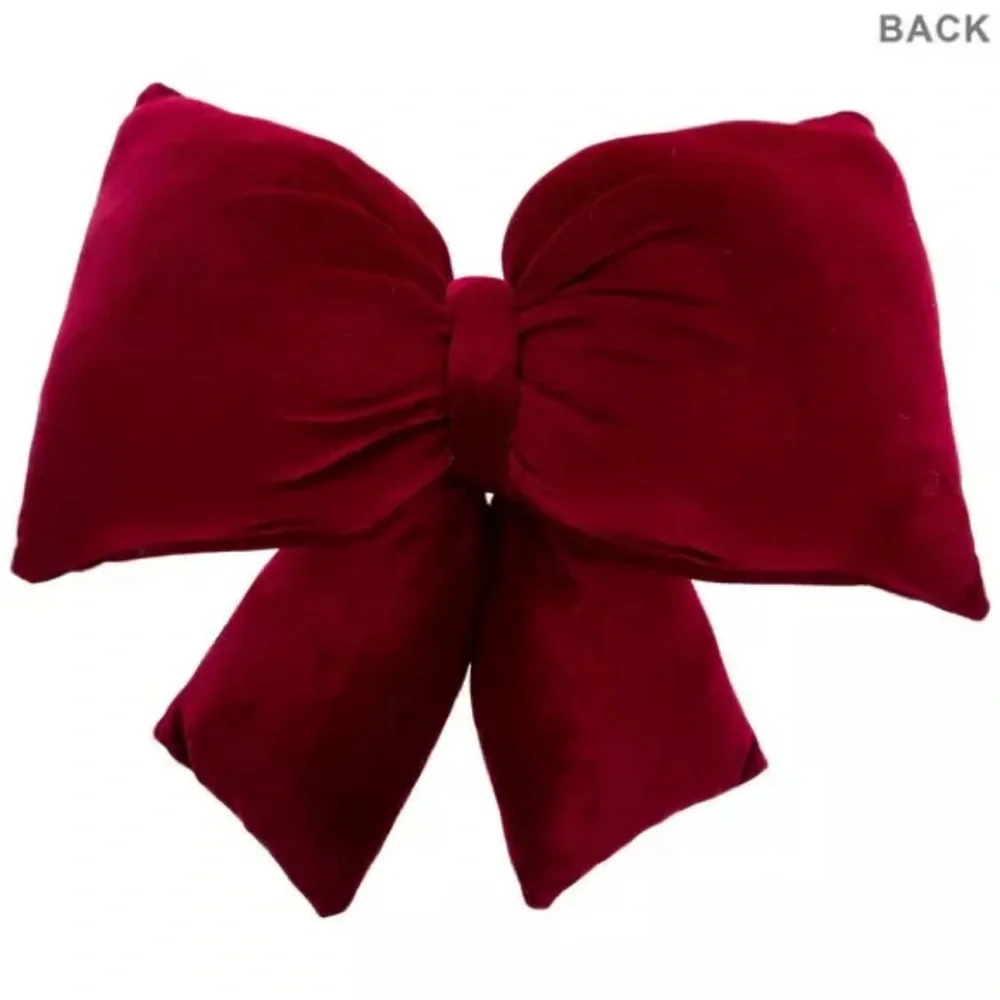 Merry Christmas Red Bow Pillow Velour